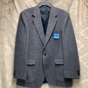 Imperial by Haggar 42R Blue/Grey Herringbone Tweed Wool Sport Coat EUC